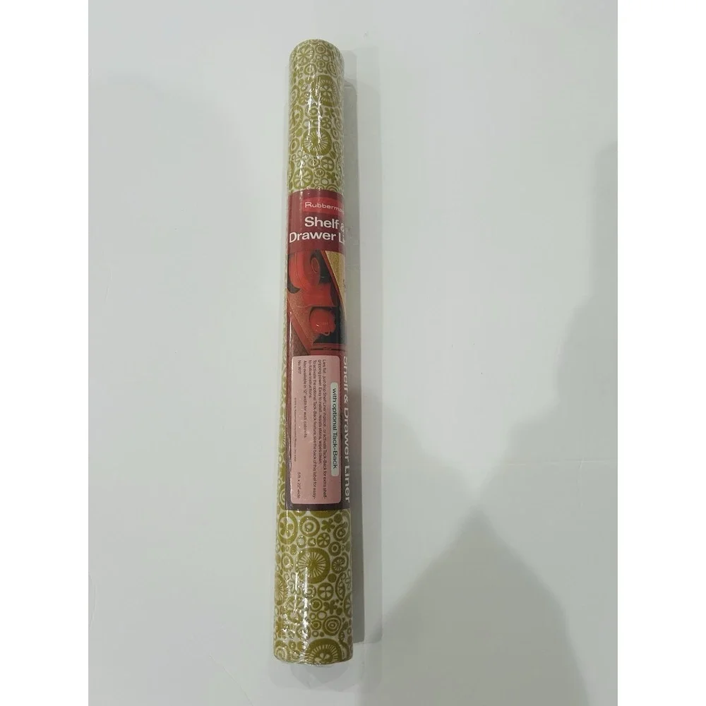 VTG Rubbermaid Shelf Liner Adhesive Tan Gold Floral‎ Retro 60s 70s 5' x 22